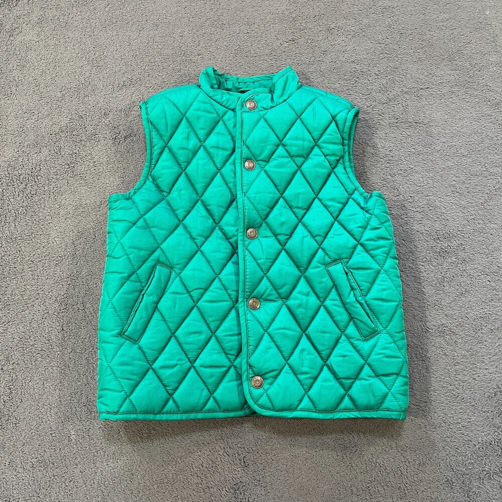 Janie and Jack Green Quilted Snap Button Outerwear Puffer Vest Kids Size 3-4